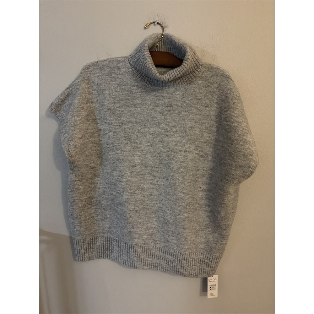 NWT CUPSHE GRAY‎ SHORT SLEEVE TURTLENECK KNIT TOP LARGE